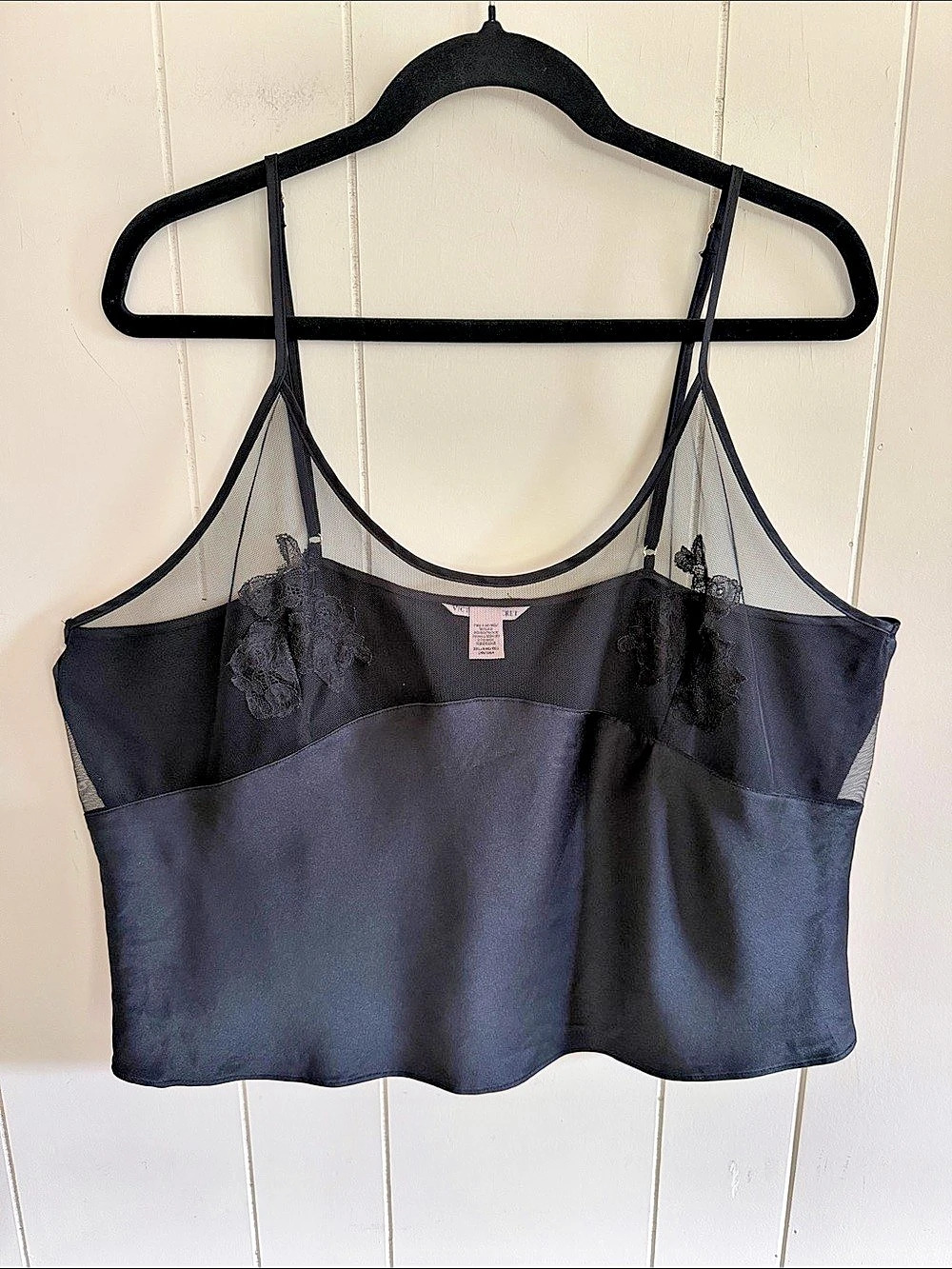 Victoria's Secret Black Lace Mesh Camisole XXL Dark Romantic Coquette Boudoir